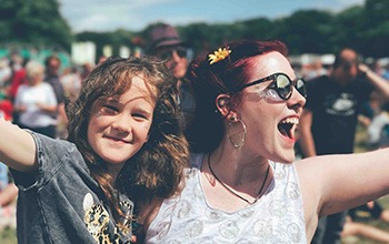 two young women at concert