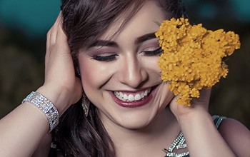 Woman with flawless smile