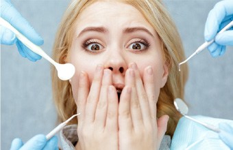 patient suffering from dental anxiety 