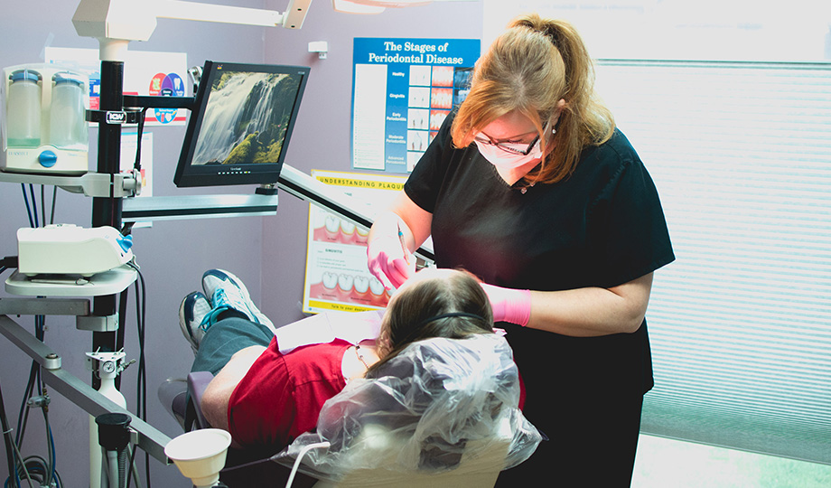 Dental patient receiving treatment