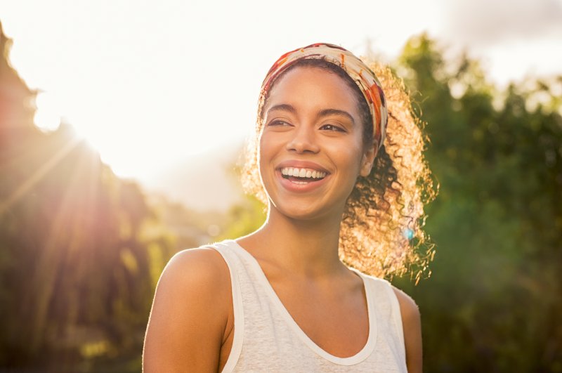 Woman smiling in nature